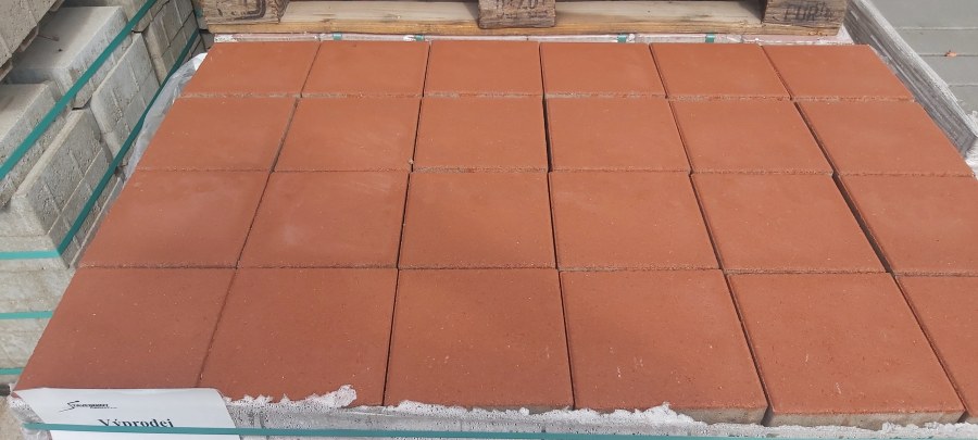 Výprodej - dlažba KVADRANT 6cm červená 2.jakost